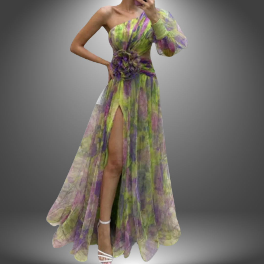 Maria | Vibrant One-Shoulder květinové maxi šaty