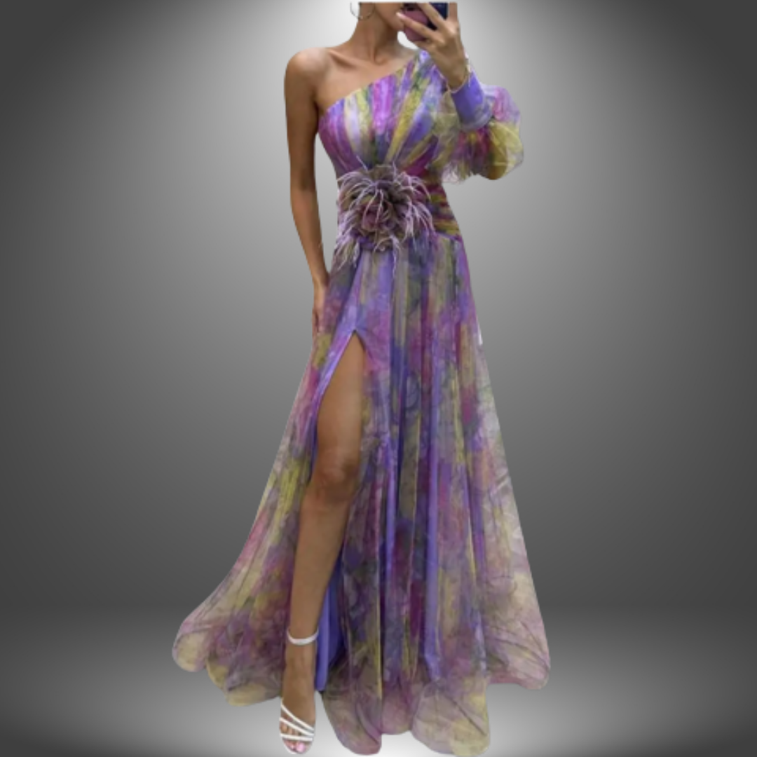 Maria | Vibrant One-Shoulder květinové maxi šaty