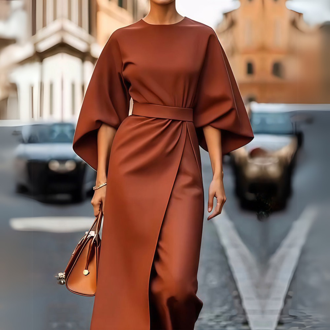 Vanessa | Šaty s elegantními lampionovými rukávy a páskem