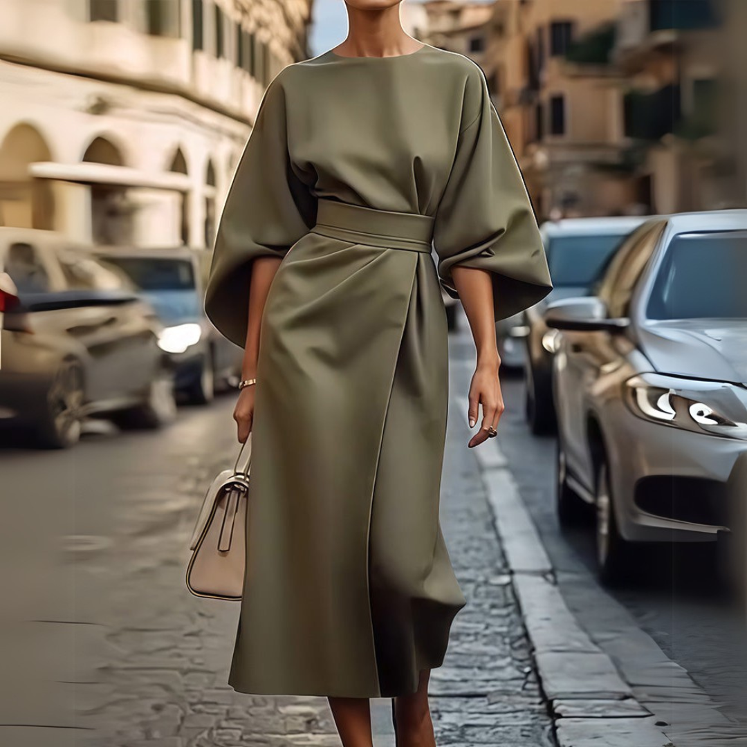 Vanessa | Šaty s elegantními lampionovými rukávy a páskem